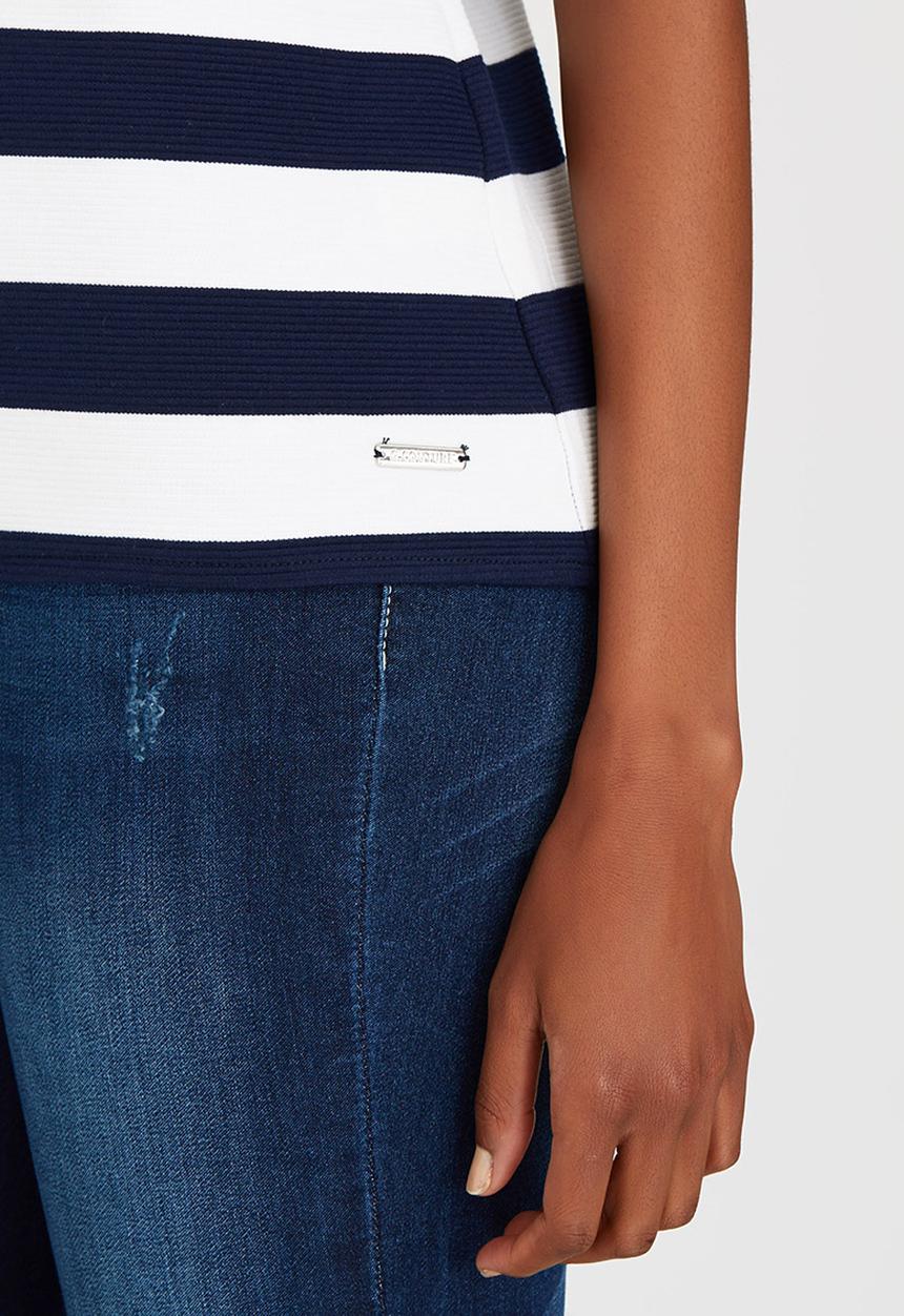 G Couture - Stripe Boatneck Blue and White