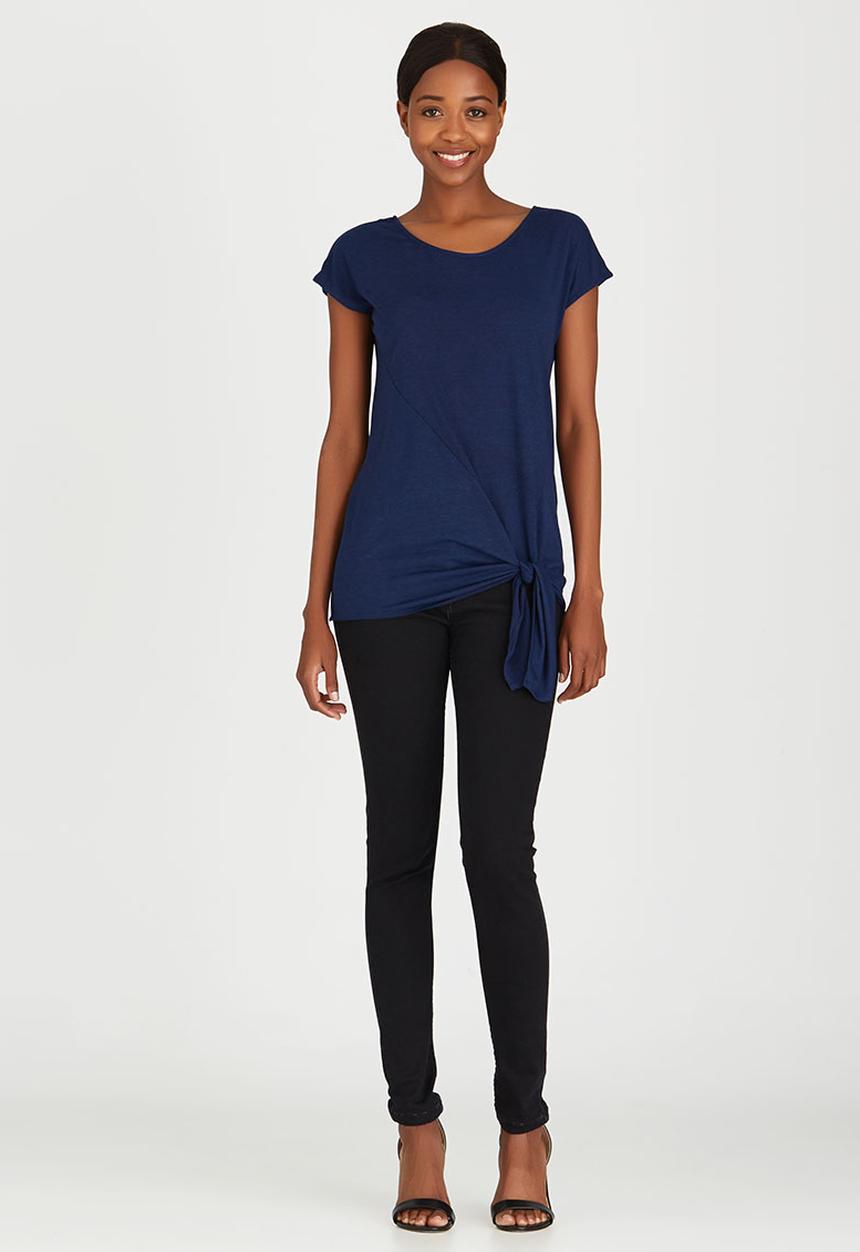 edit - Tie Front T-shirt Navy
