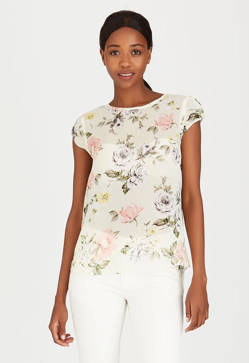 edit - Double Layer T-shirt Blouse with Back Zip Mid Green