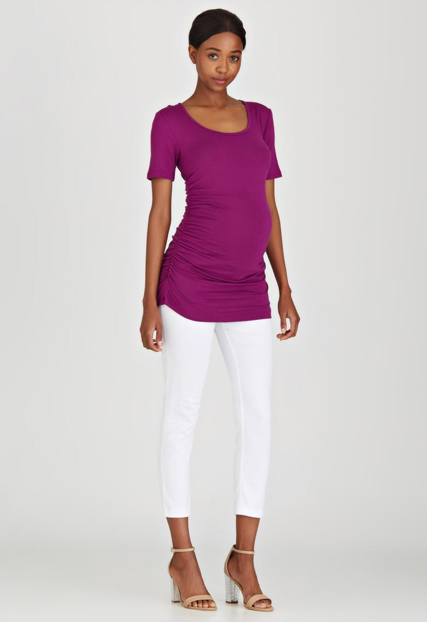 Cherry Melon - Side Gauge Short Sleeve Top Mid Purple
