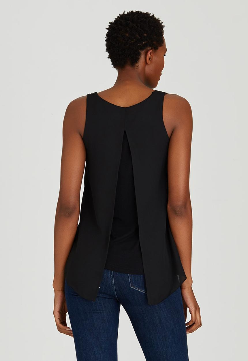 edit - Woven Knit Combo Cami Black
