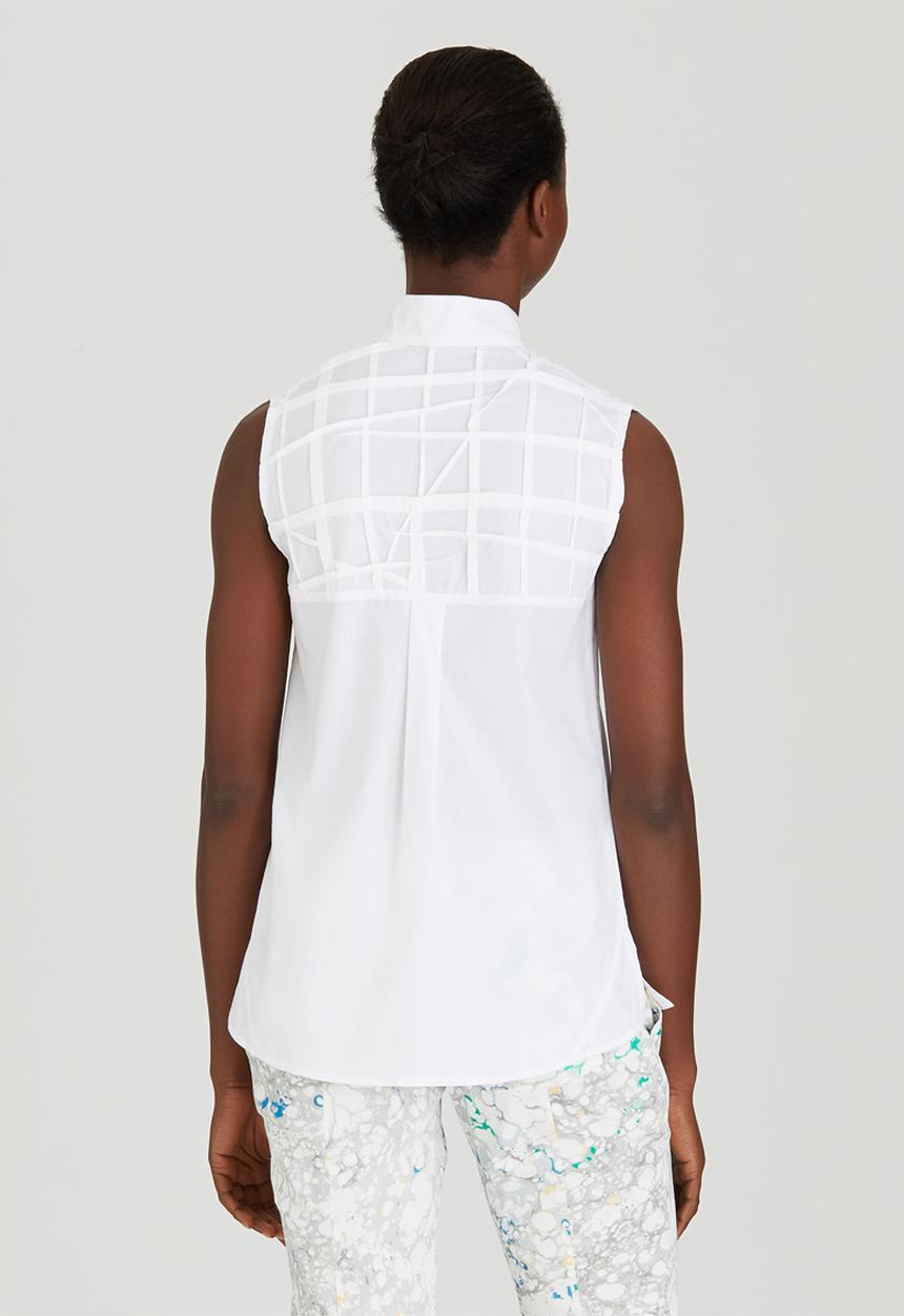 Judith Atelier - Sleeveless Pleated Blouse White