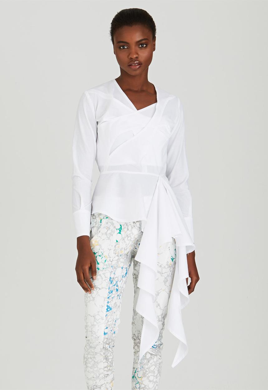 Judith Atelier - Jungle Crisp Peplum Blouse White