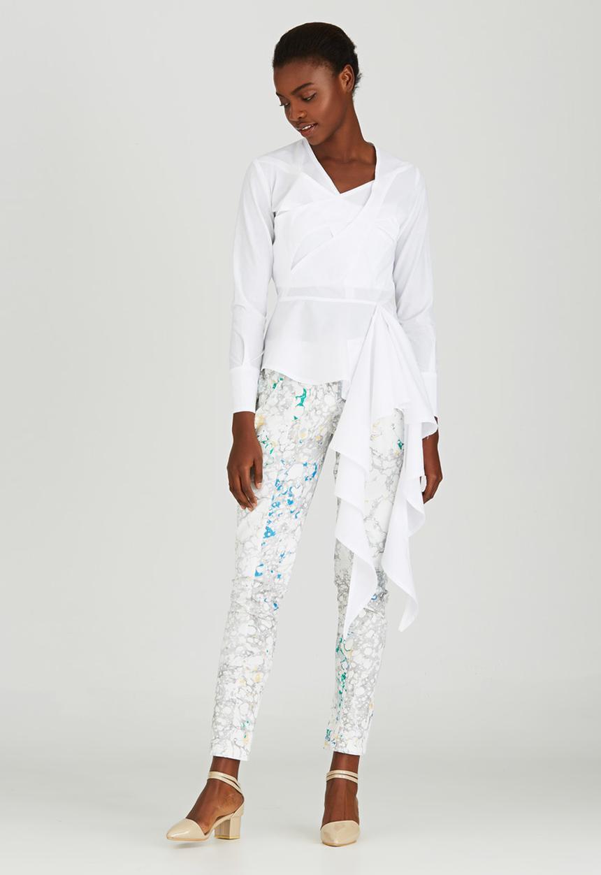 Judith Atelier - Jungle Crisp Peplum Blouse White