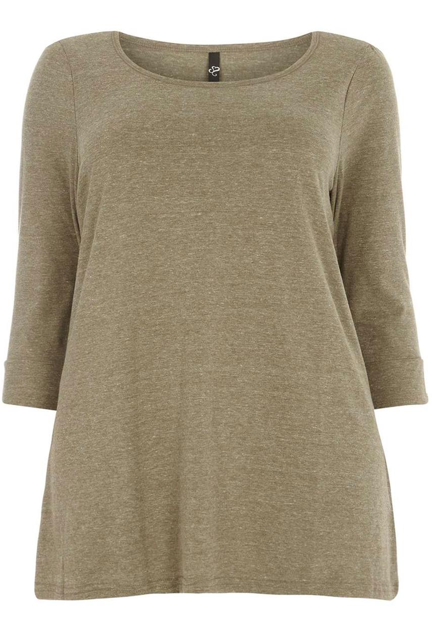 EVANS - 3/4 Sleeve T-shirt Khaki Green