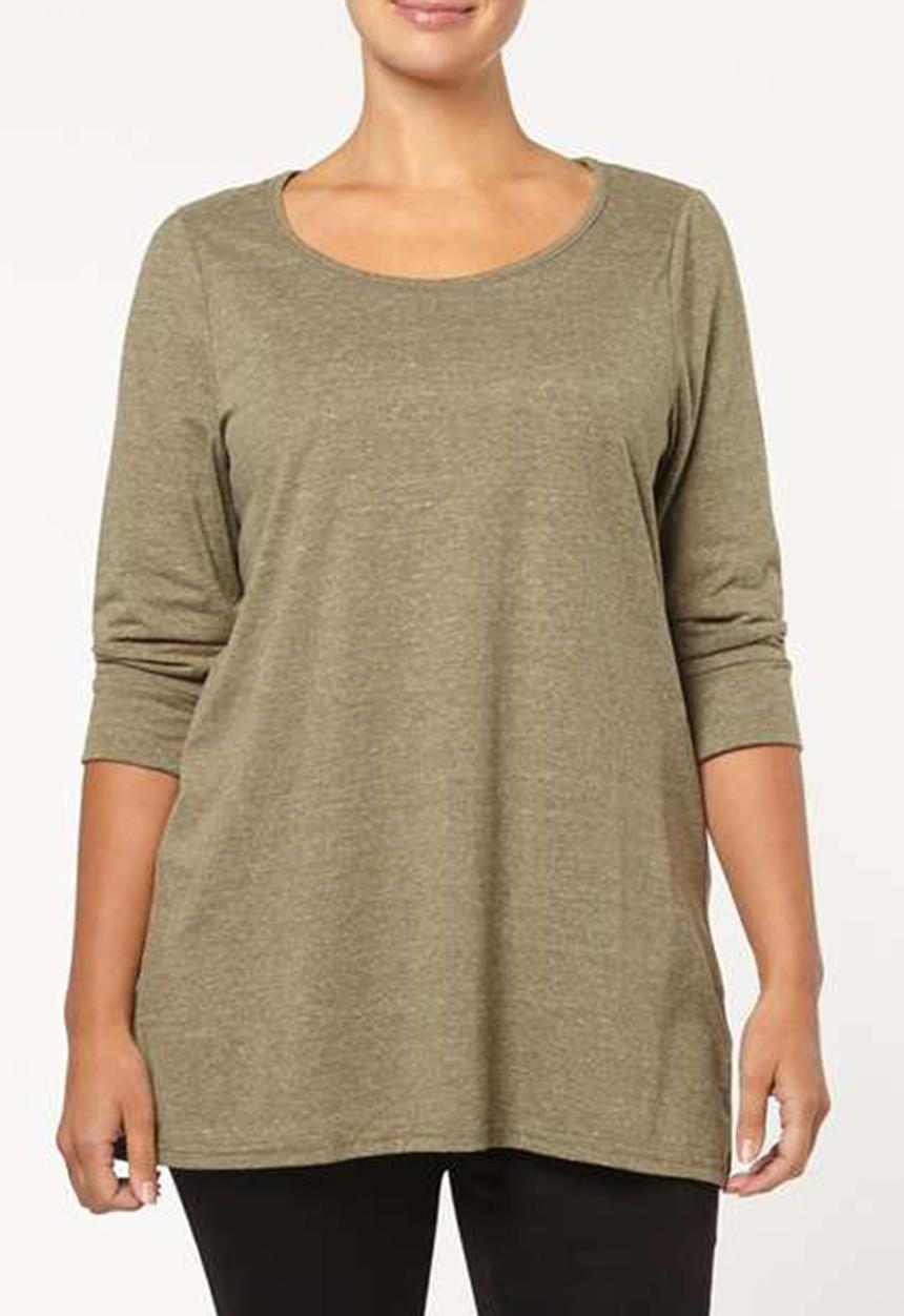 EVANS - 3/4 Sleeve T-shirt Khaki Green