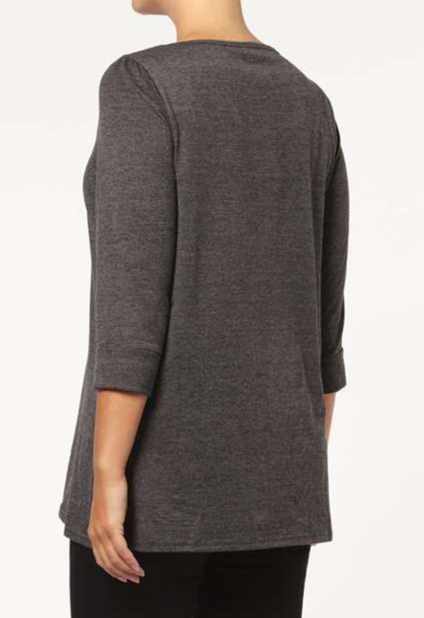 EVANS - 3/4 Sleeve T-shirt Dark Grey