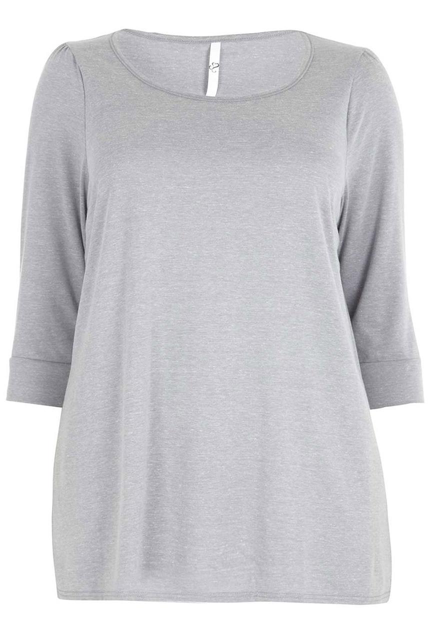 EVANS - 3/4 Sleeve T-shirt Pale Grey