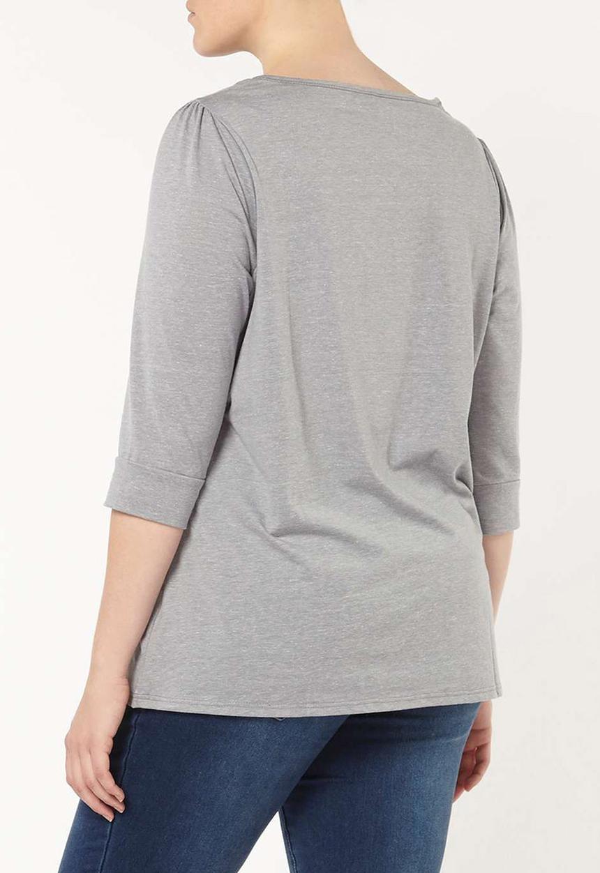 EVANS - 3/4 Sleeve T-shirt Pale Grey