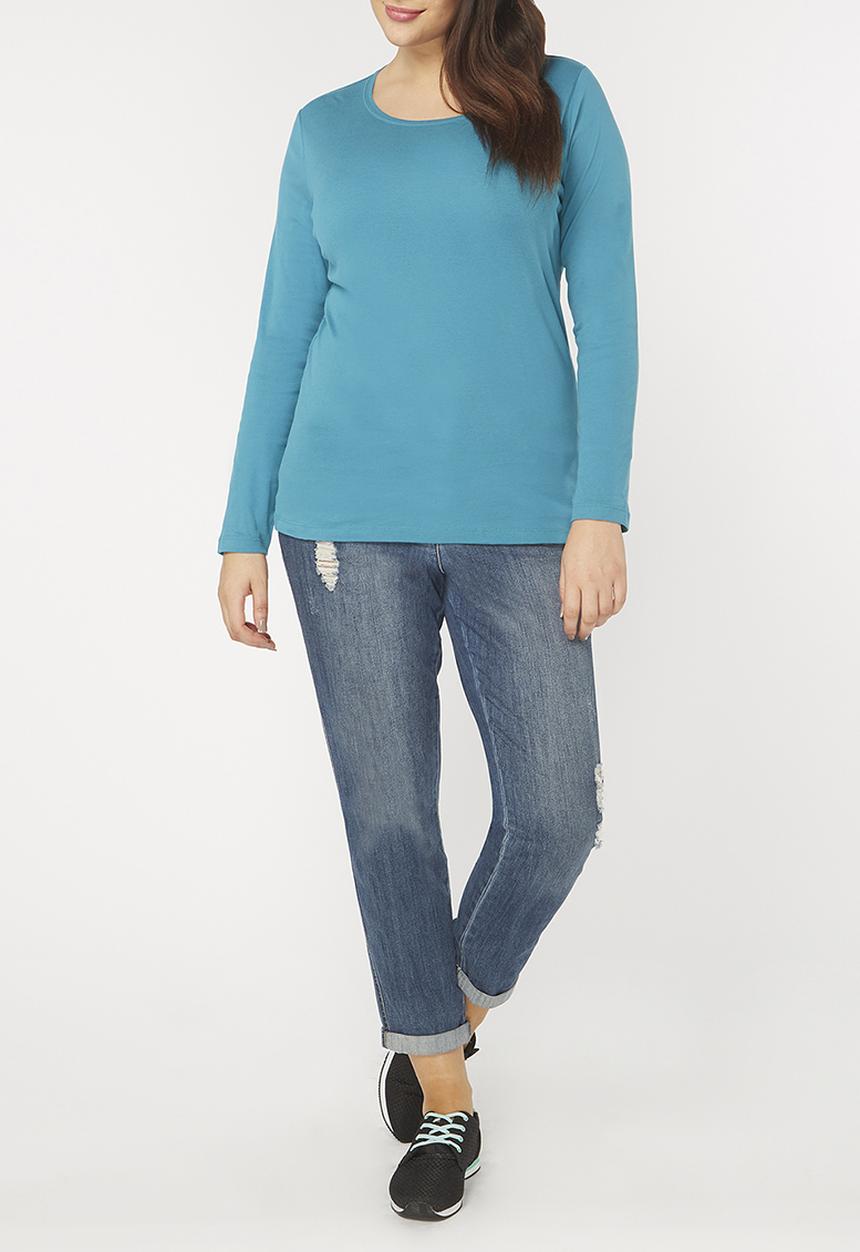 EVANS - Basic Long Sleeve Tee Aqua