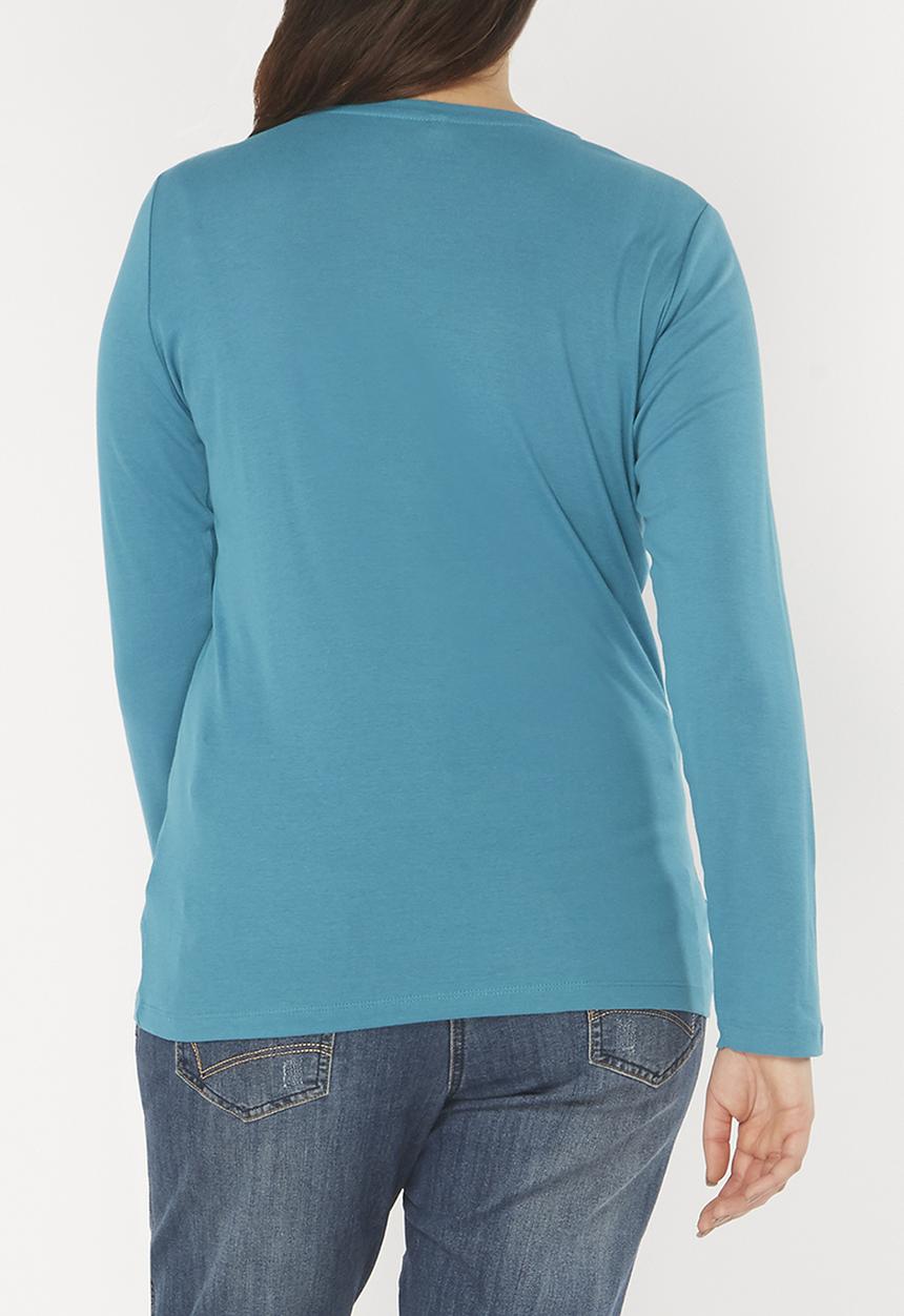 EVANS - Basic Long Sleeve Tee Aqua
