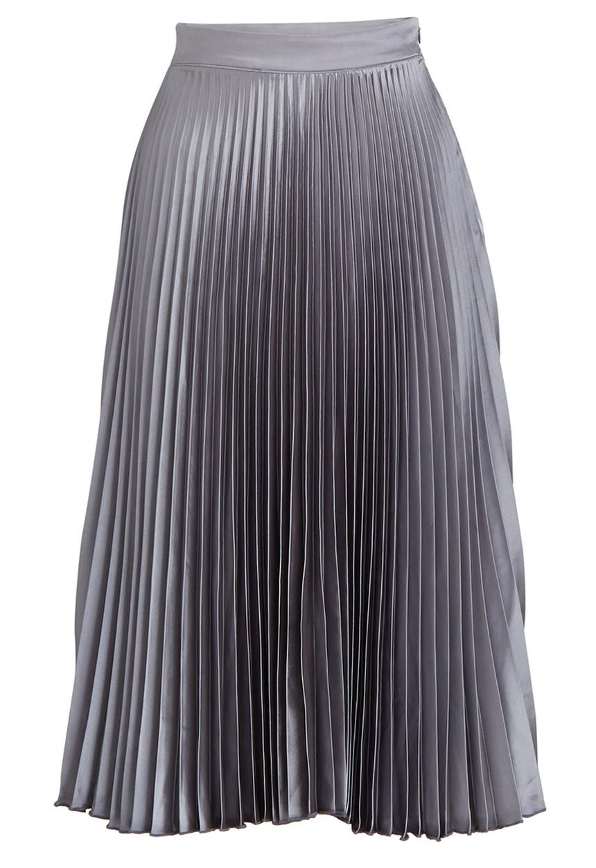 STYLE REPUBLIC - Pleated Midi Skirt Silver