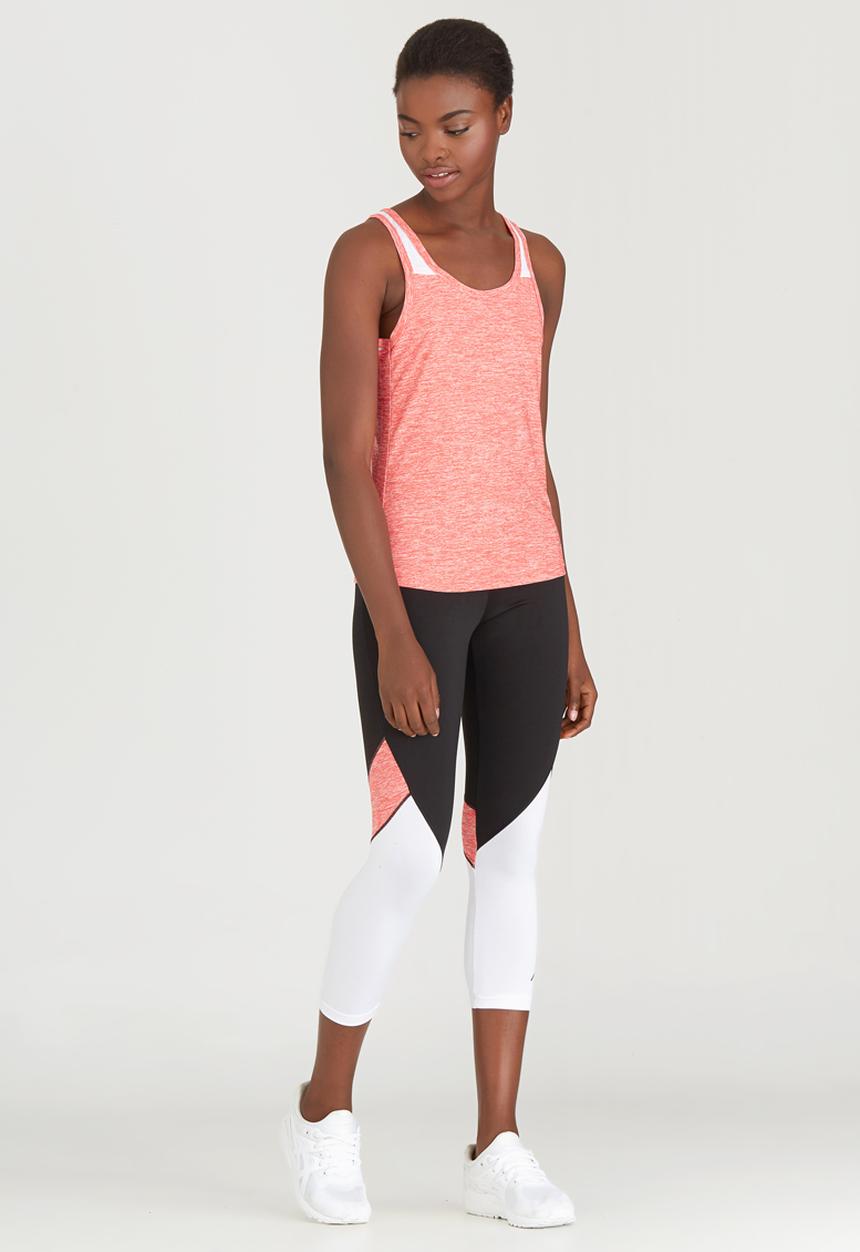 Lithe - Keyhole Vest with Mesh Inset Coral