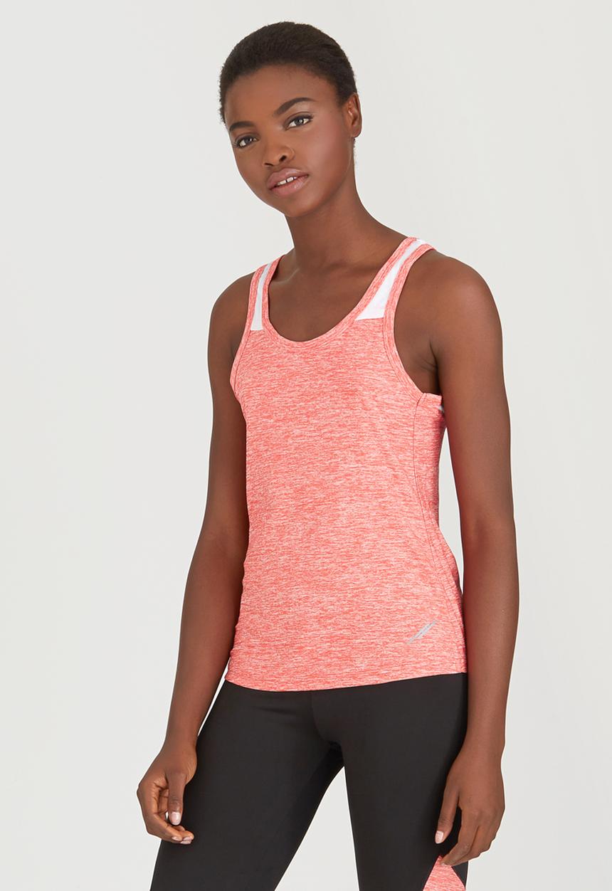 Lithe - Keyhole Vest with Mesh Inset Coral