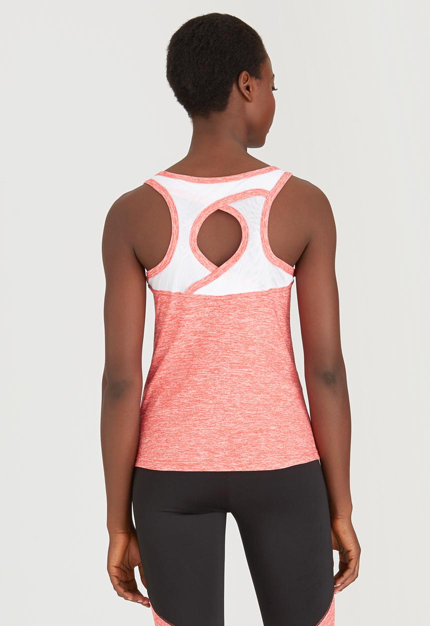 Lithe - Keyhole Vest with Mesh Inset Coral