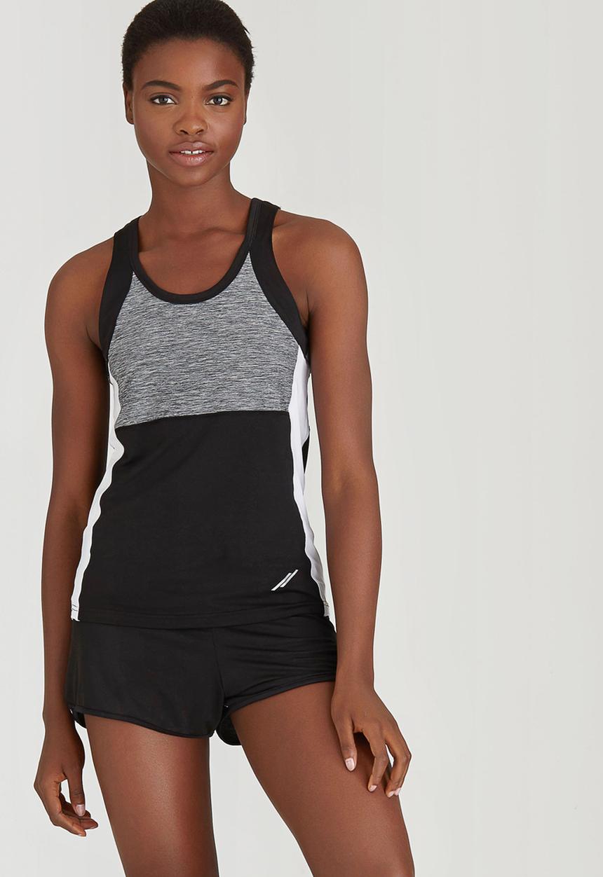 Lithe - Sporty Colourblock Vest Black and Grey