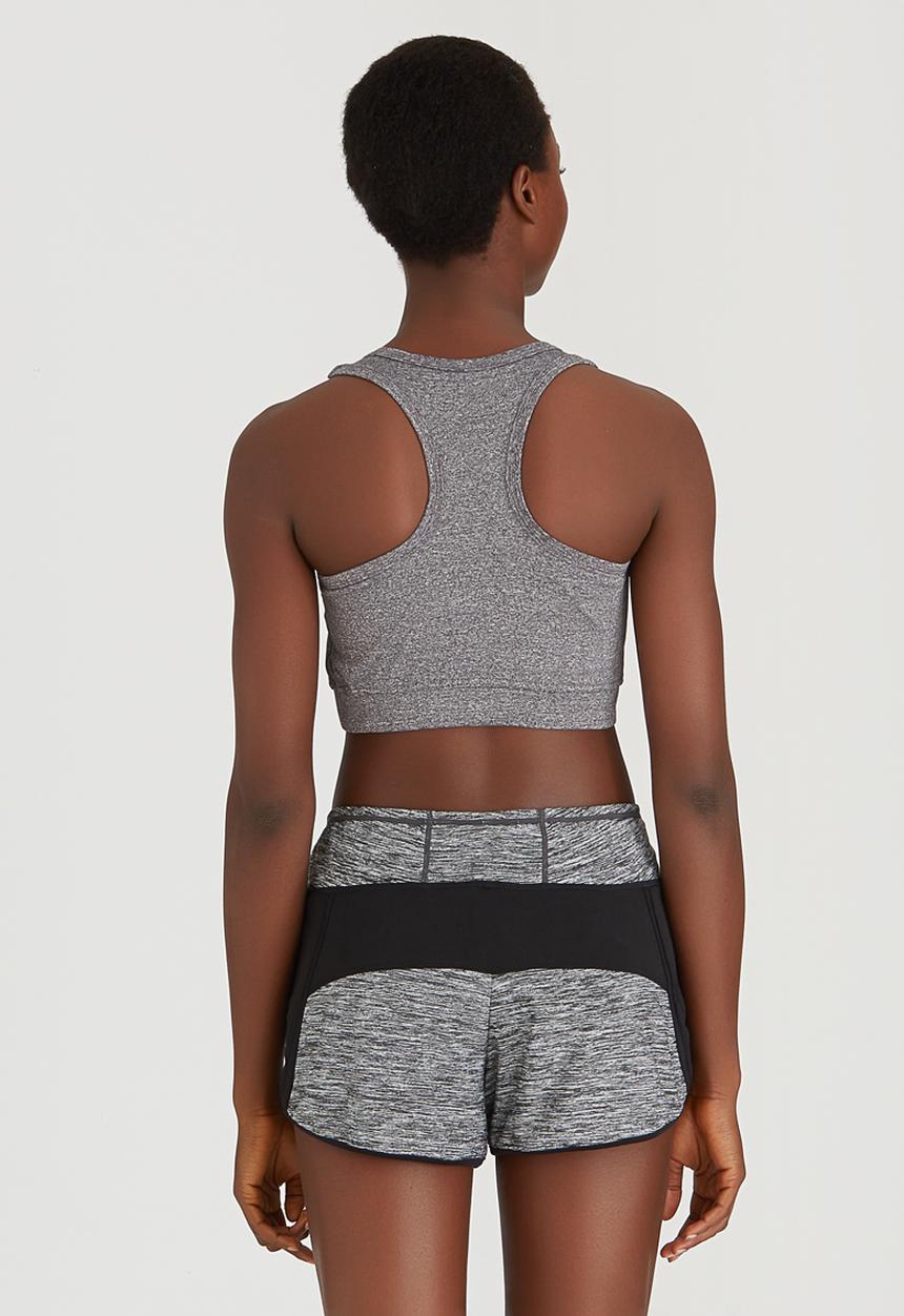 Lithe - Sporty Crop Top Black and Grey