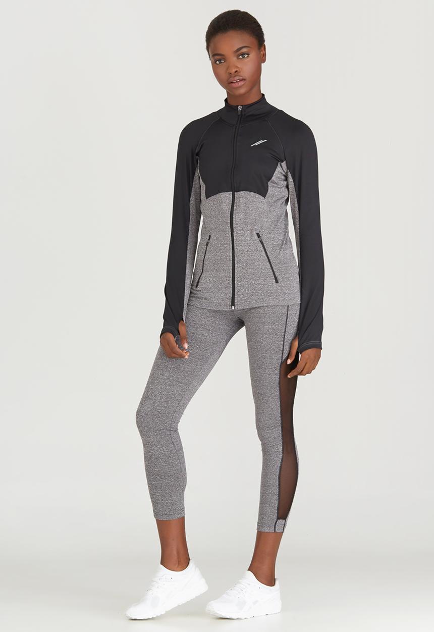 Lithe - Two Tone Jacket with Metal Zip Black and Grey