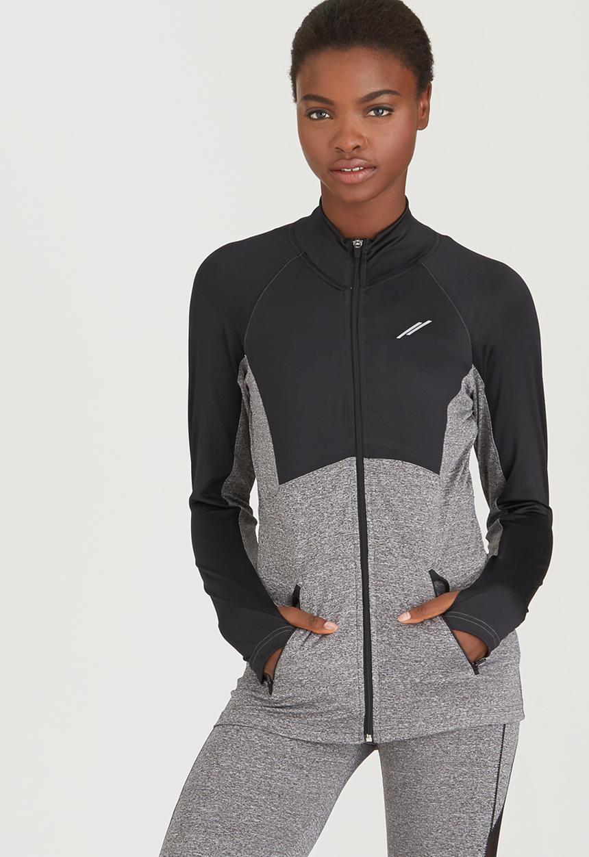 Lithe - Two Tone Jacket with Metal Zip Black and Grey