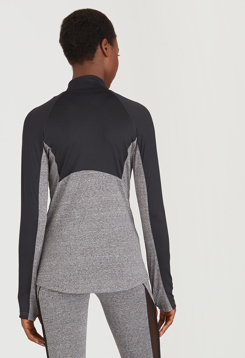 Lithe - Two Tone Jacket with Metal Zip Black and Grey