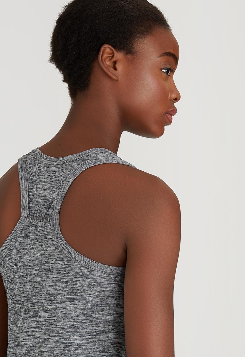 Lithe - Rouche Back Swing Vest Grey Melange