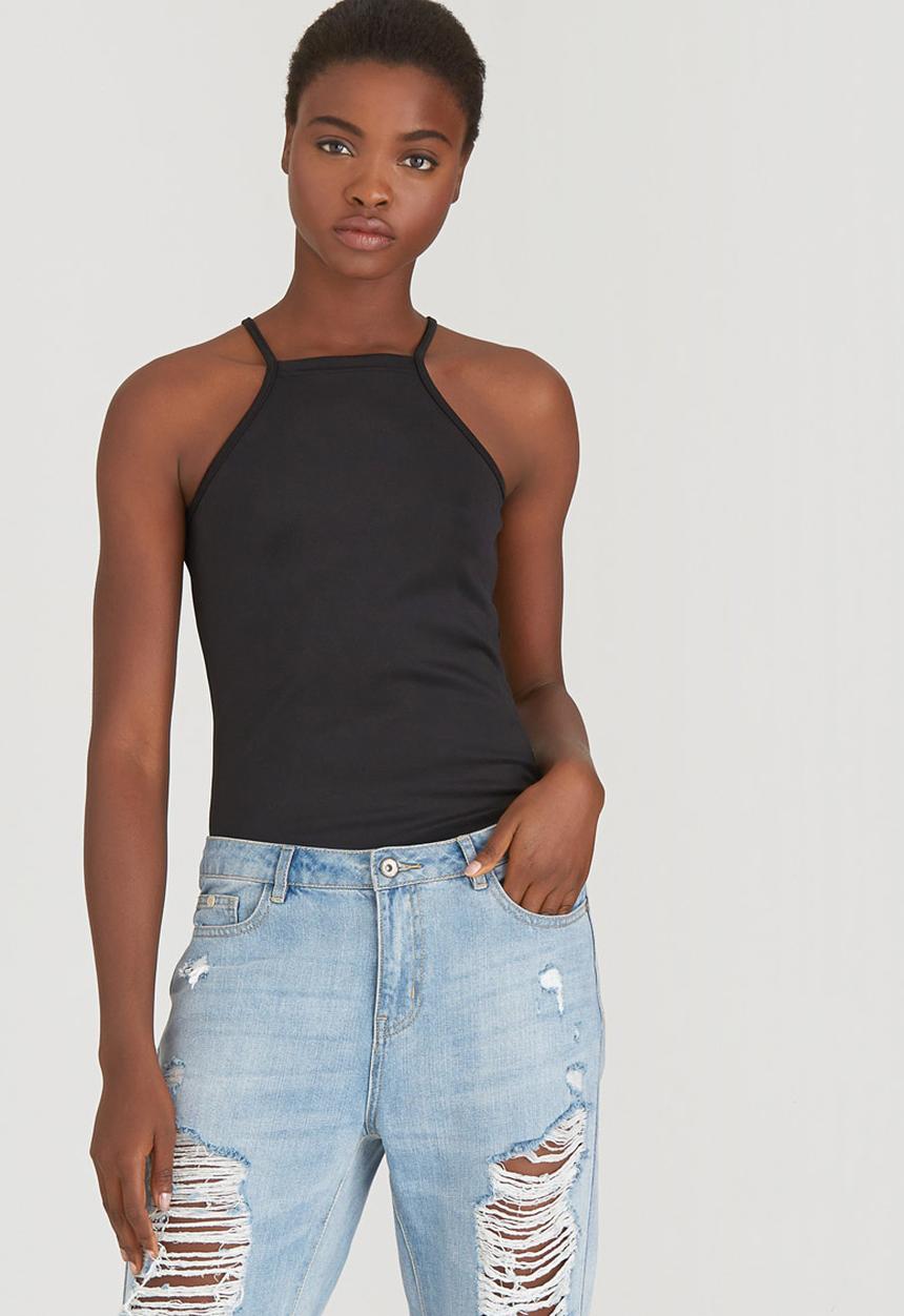 c(inch) - Square Neck Bodysuit Black