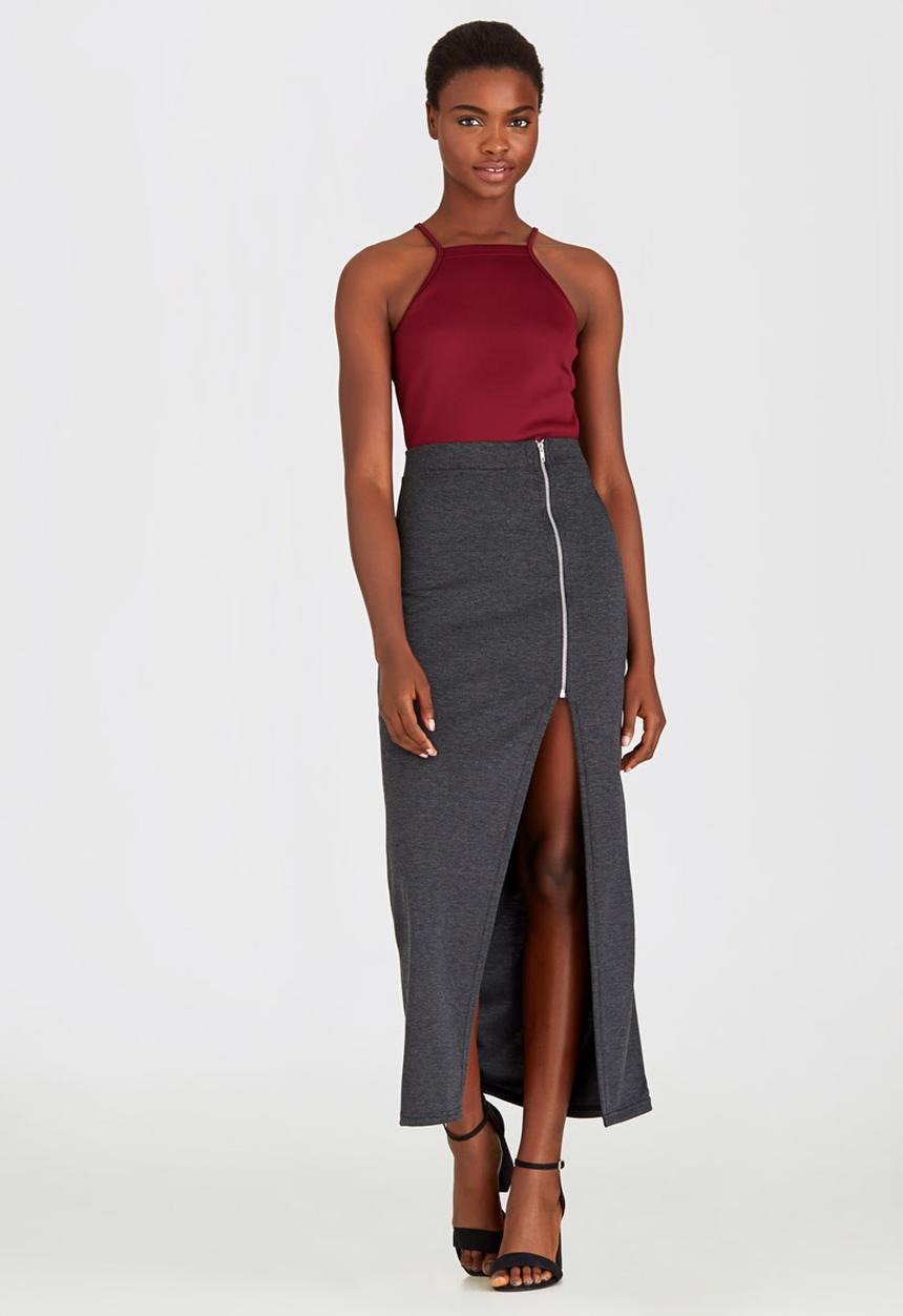 c(inch) - Square Neck Bodysuit Dark Red