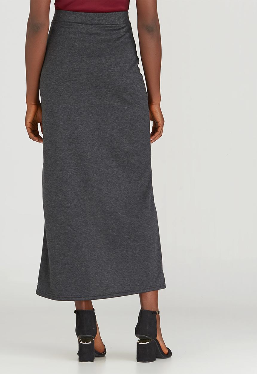 c(inch) - Zip Maxi Skirt Grey Melange