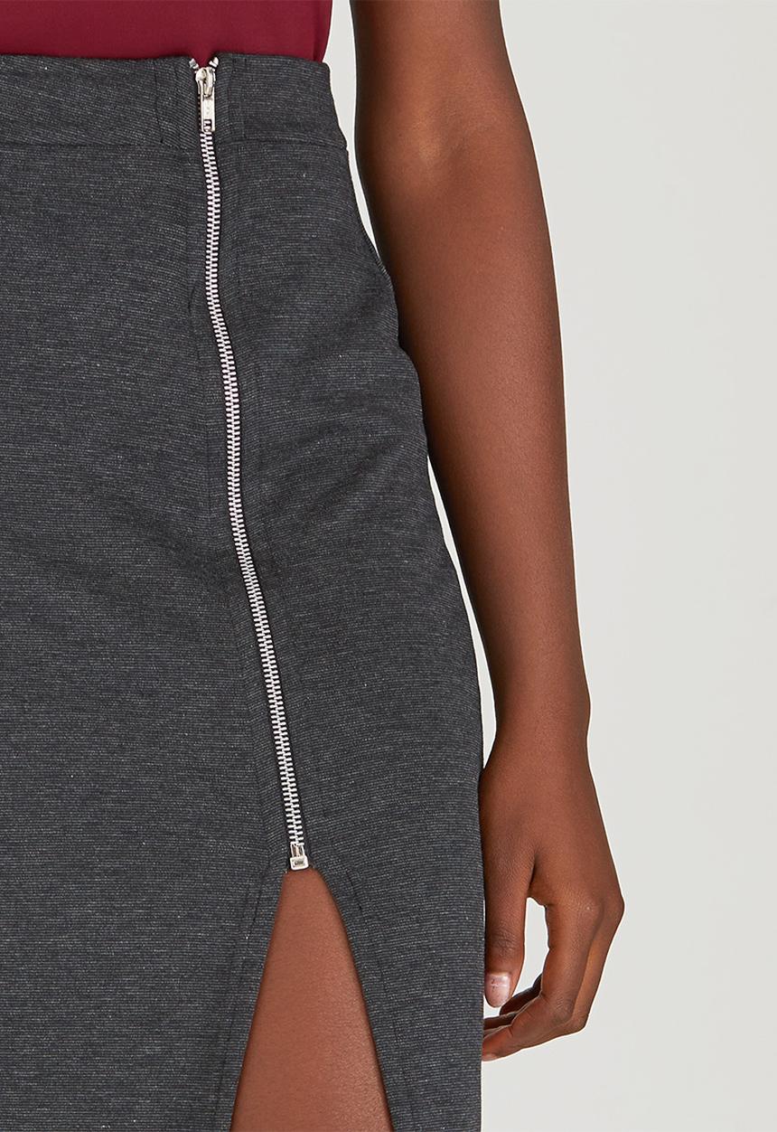 c(inch) - Zip Maxi Skirt Grey Melange