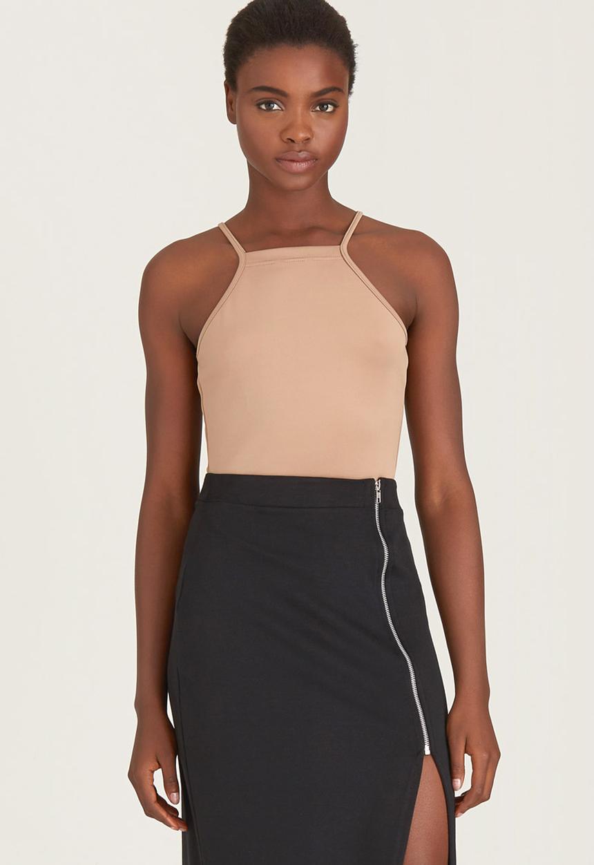 c(inch) - Square Neck Bodysuit Camel