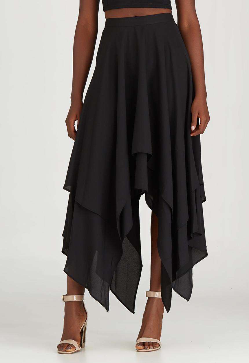 STYLE REPUBLIC - Hanky Hem Maxi Skirt Black