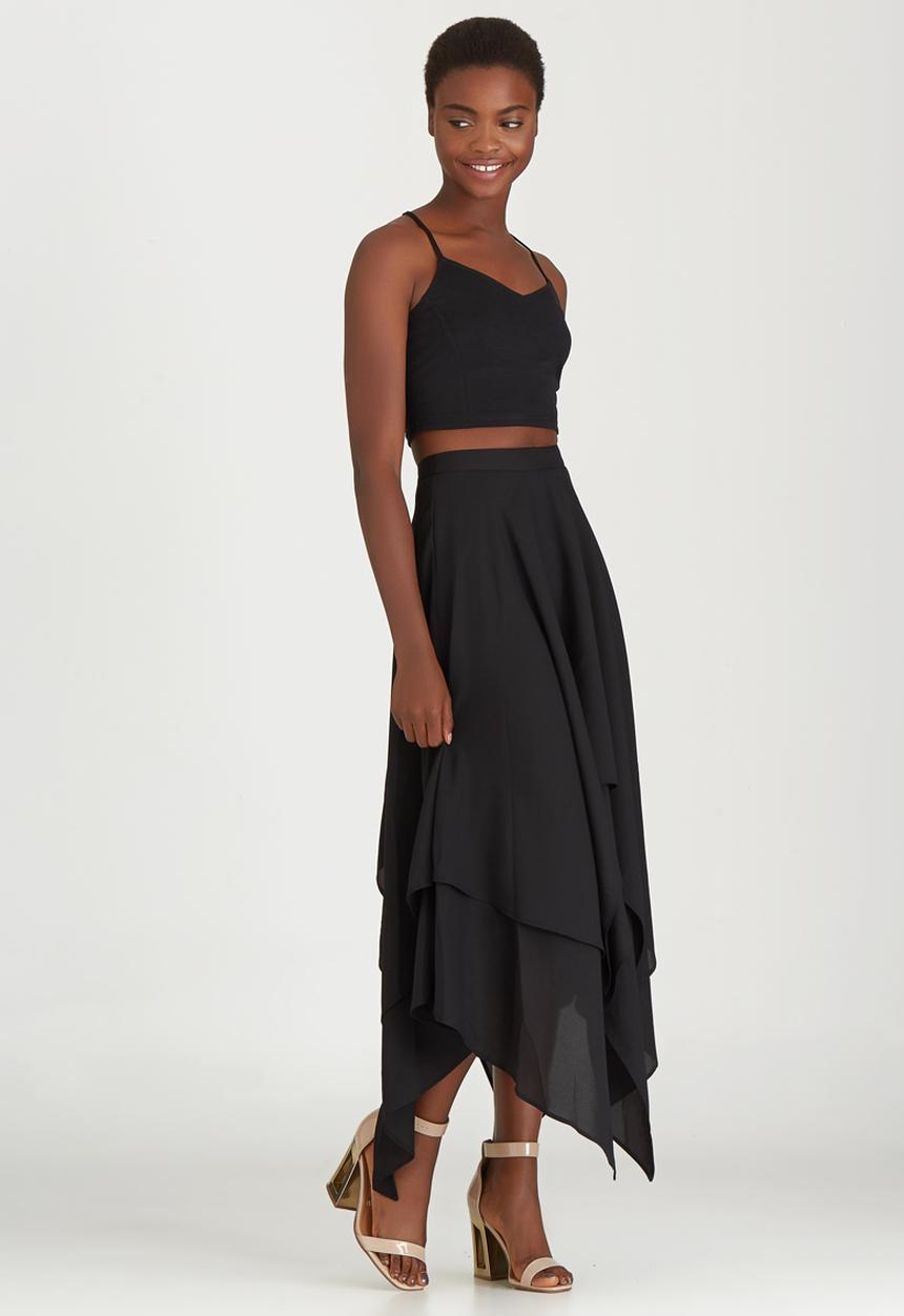 STYLE REPUBLIC - Hanky Hem Maxi Skirt Black