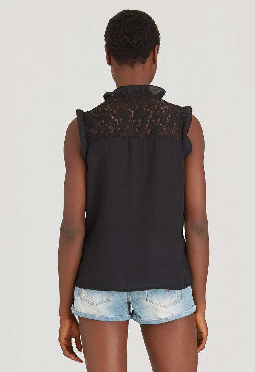 c(inch) - Tie Front Blouse Black