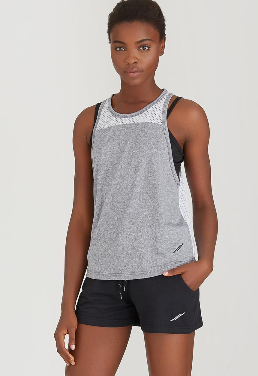 Lithe - Double Layer Vest with Bra Grey Melange