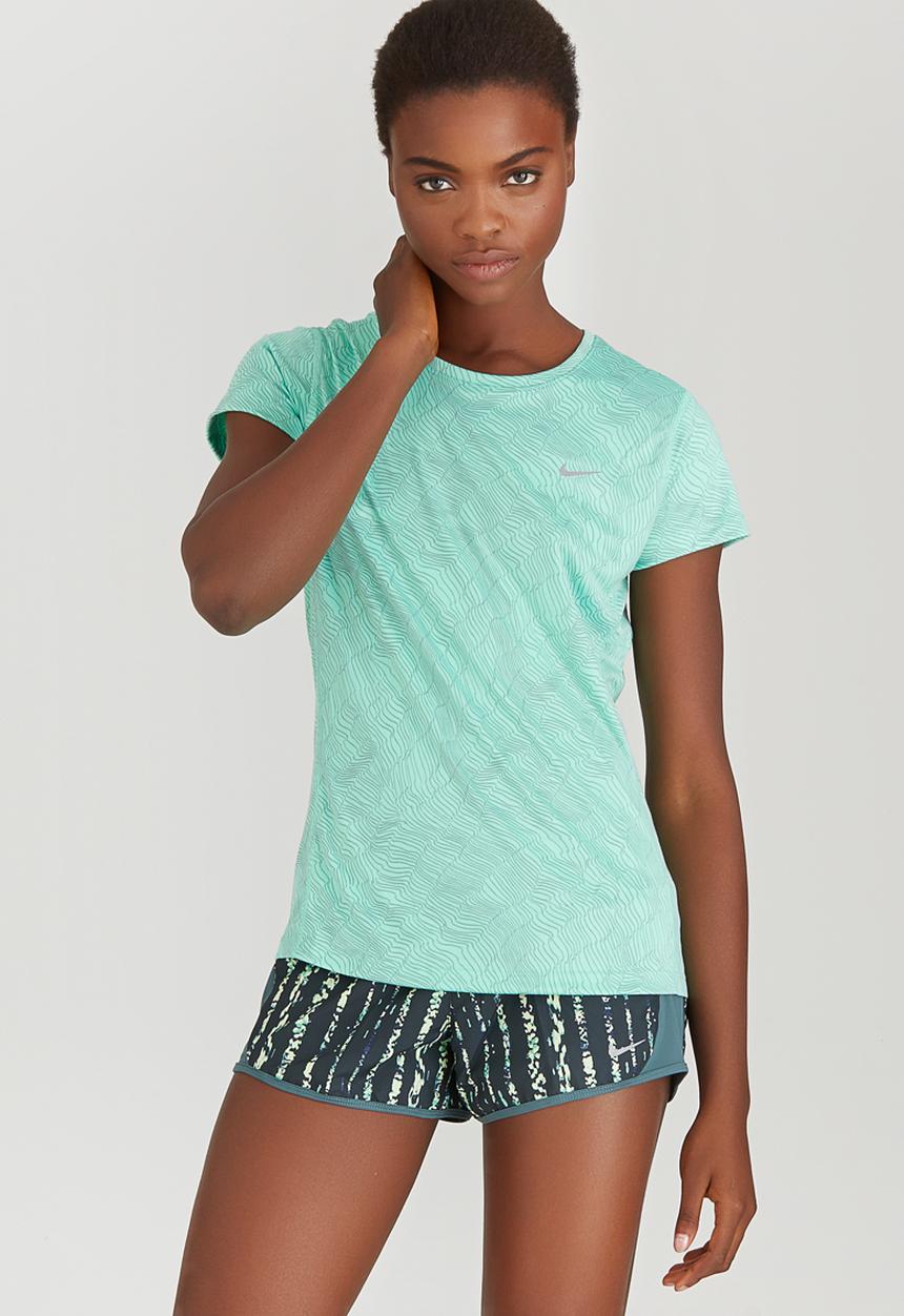 Nike - Nike Dry Miler Running Printed Crew Tee Mid Green
