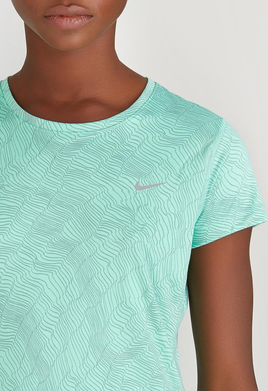 Nike - Nike Dry Miler Running Printed Crew Tee Mid Green