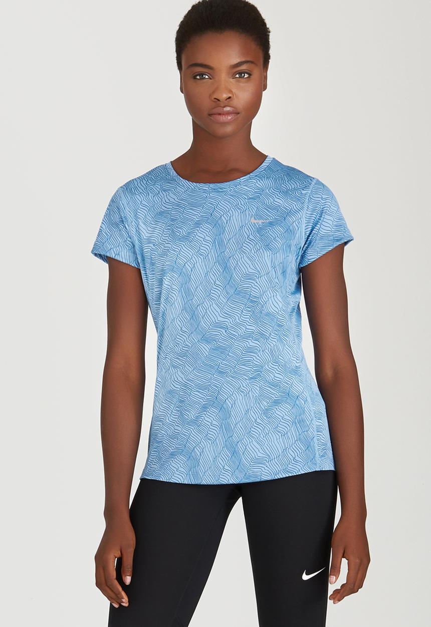 Nike - Nike Dry Miler Running Printed Crew Tee Pale Blue