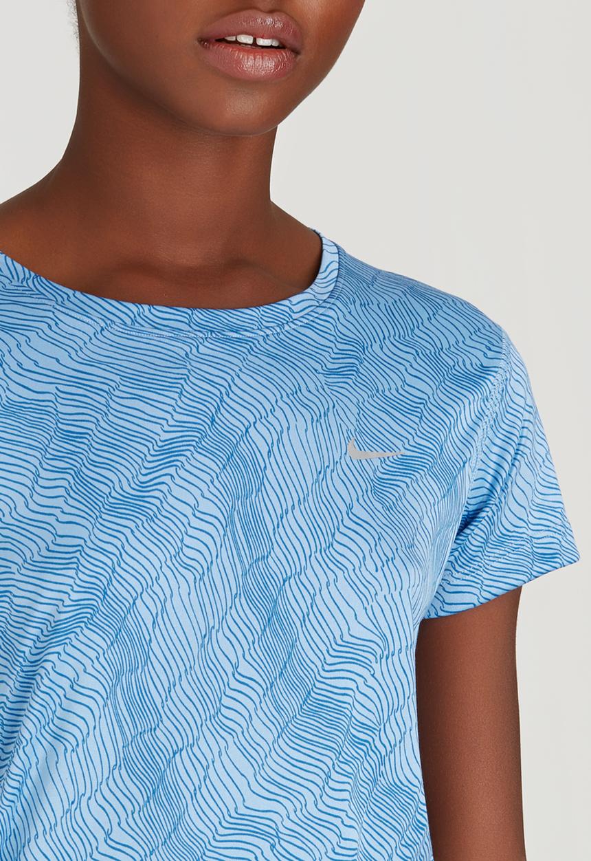 Nike - Nike Dry Miler Running Printed Crew Tee Pale Blue