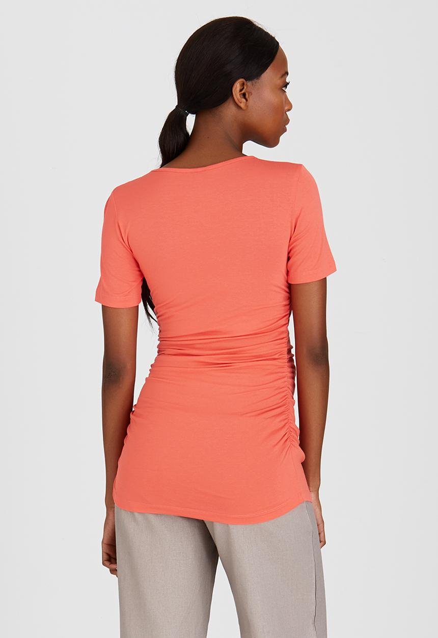 Cherry Melon - Side Gauge Short Sleeve Top Coral