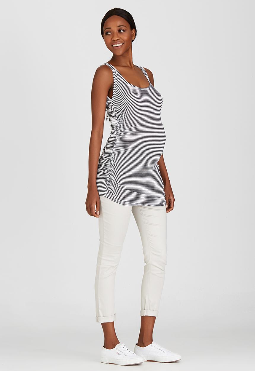 Cherry Melon - Side Gauge Tank Top Black and White