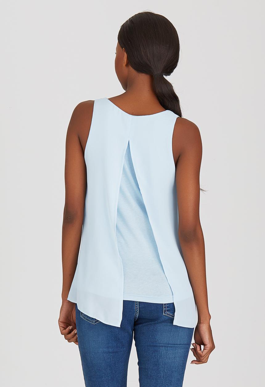 edit - Woven Knit Combo Cami Pale Blue