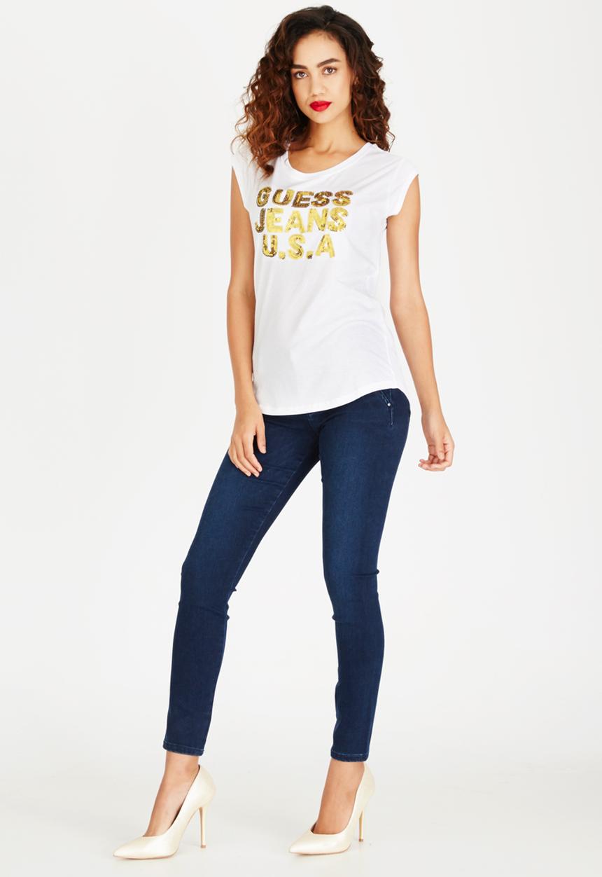 GUESS - Sequin Logo Tee White