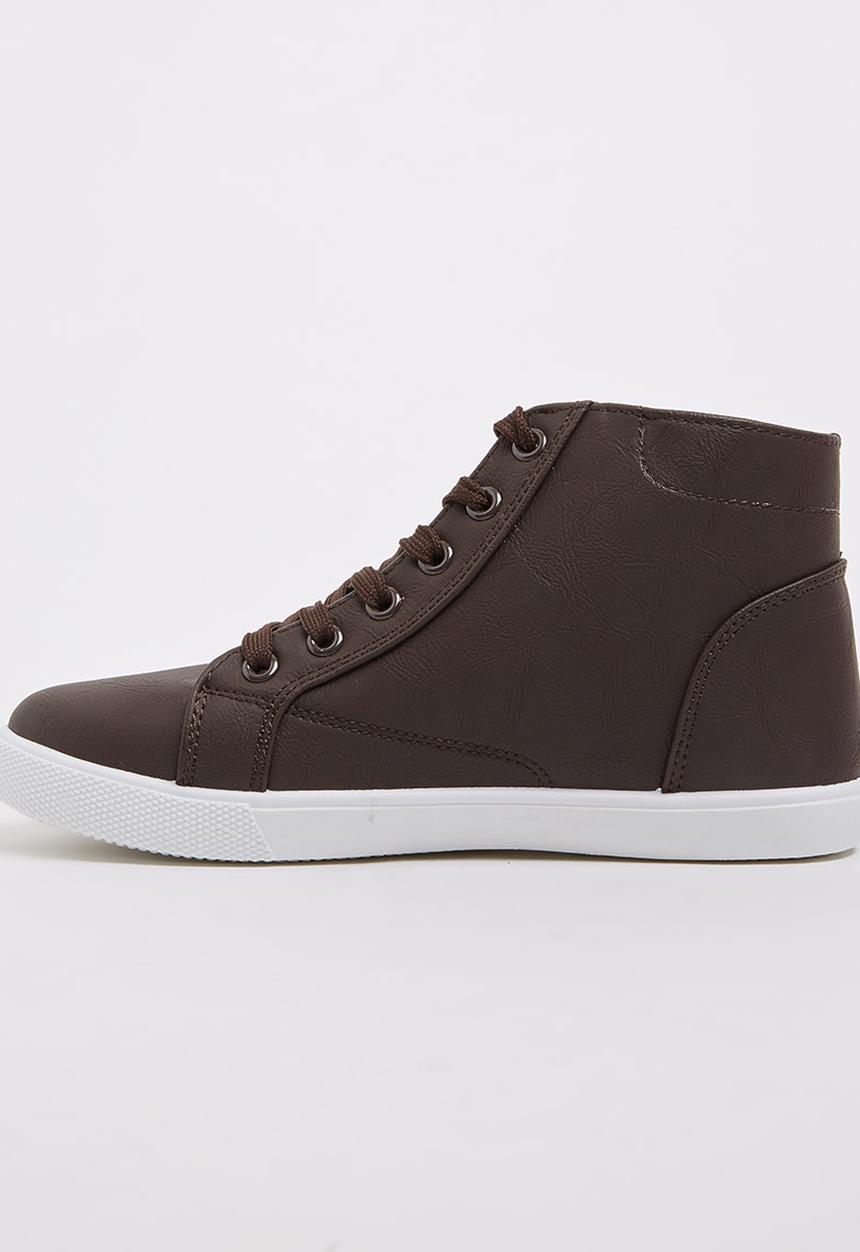 SOVIET - PU High Top Sneaker Dark Brown