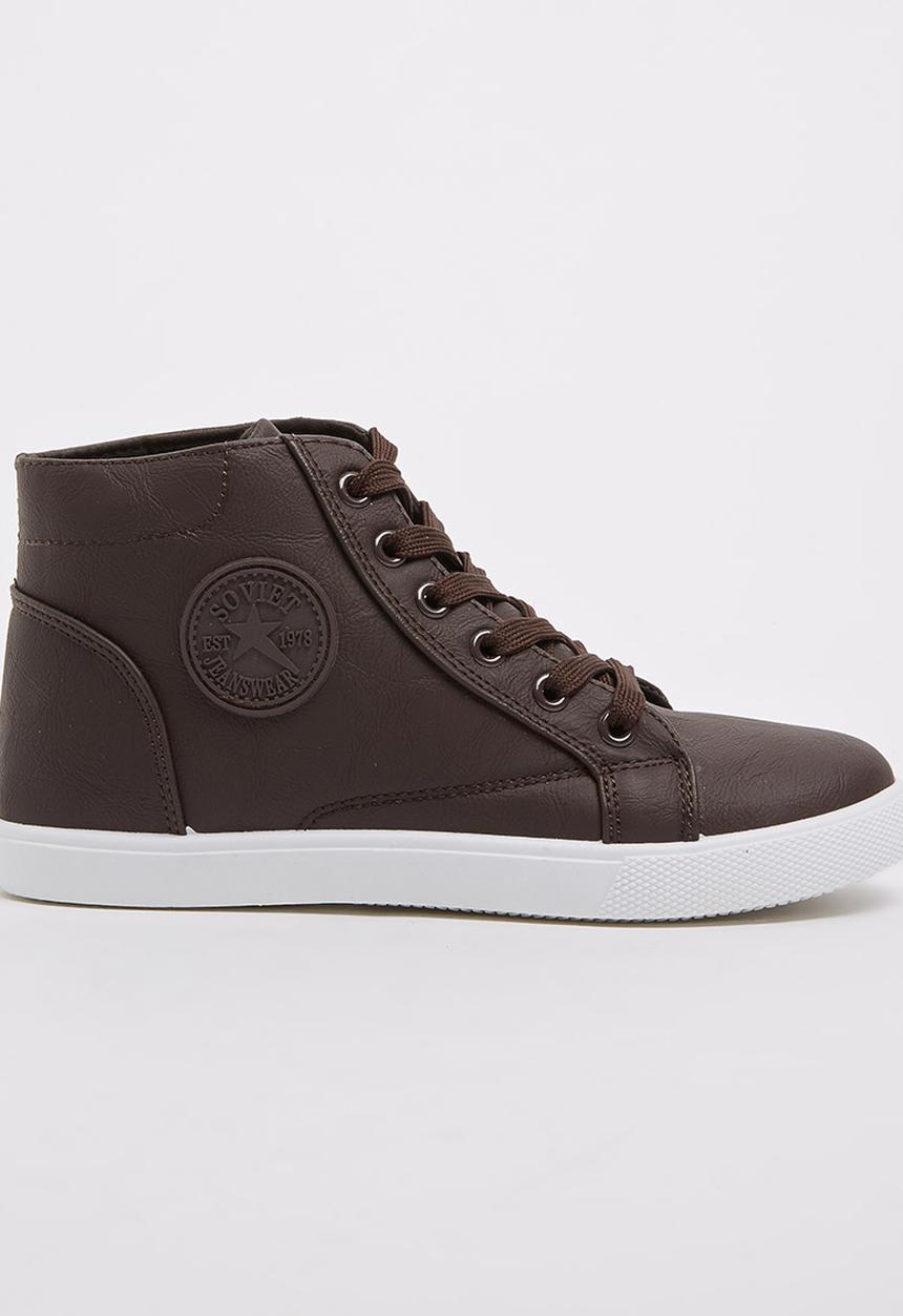 SOVIET - PU High Top Sneaker Dark Brown
