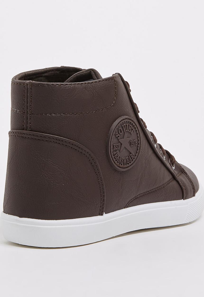 SOVIET - PU High Top Sneaker Dark Brown
