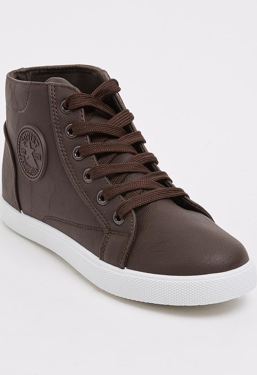 SOVIET - PU High Top Sneaker Dark Brown
