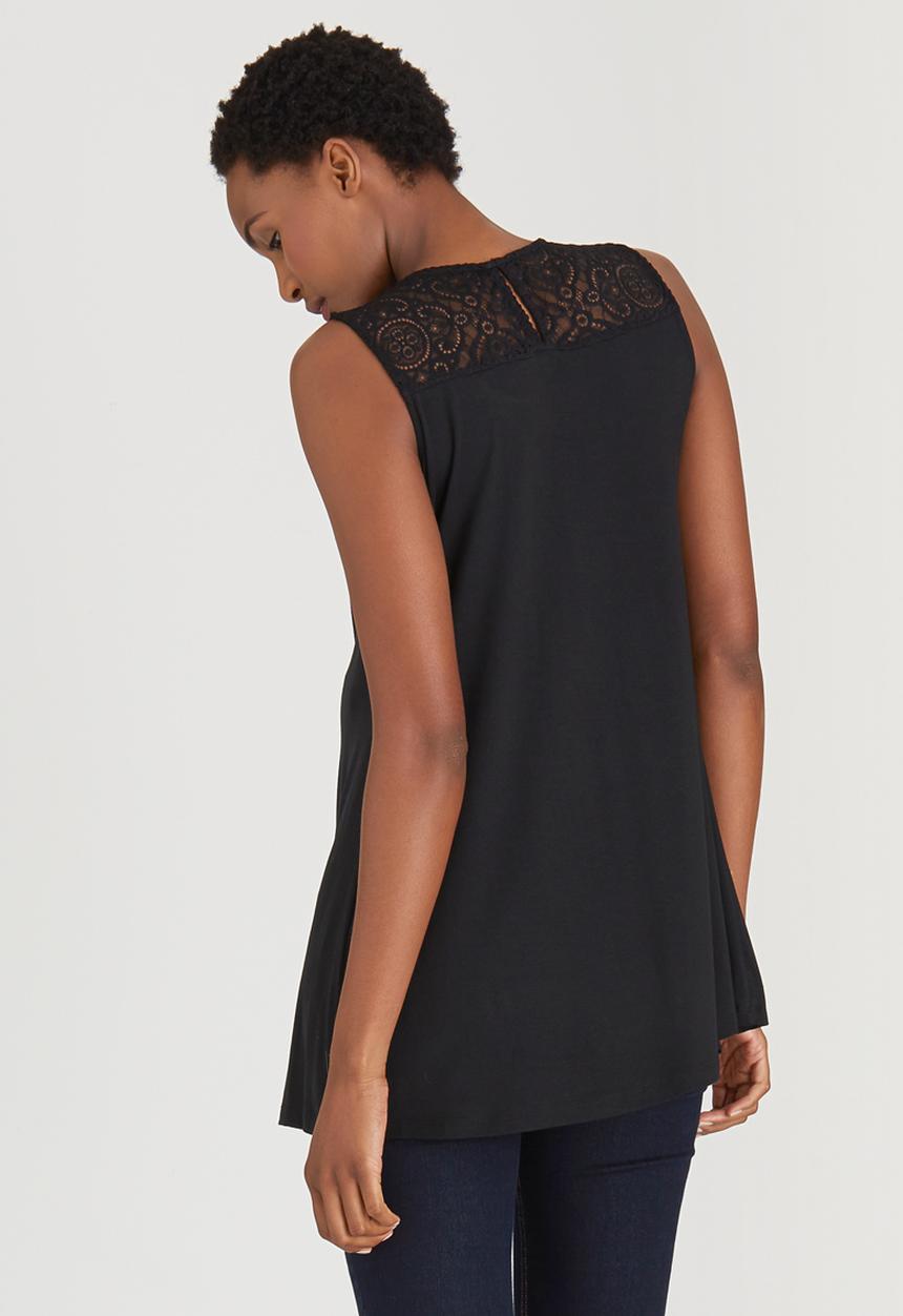 Cherry Melon - Lace Inset Top Black
