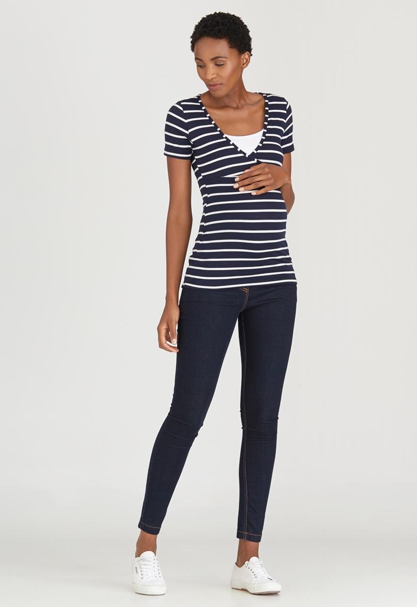 Cherry Melon - Short Sleeve Striped Feeding Top Multi-colour