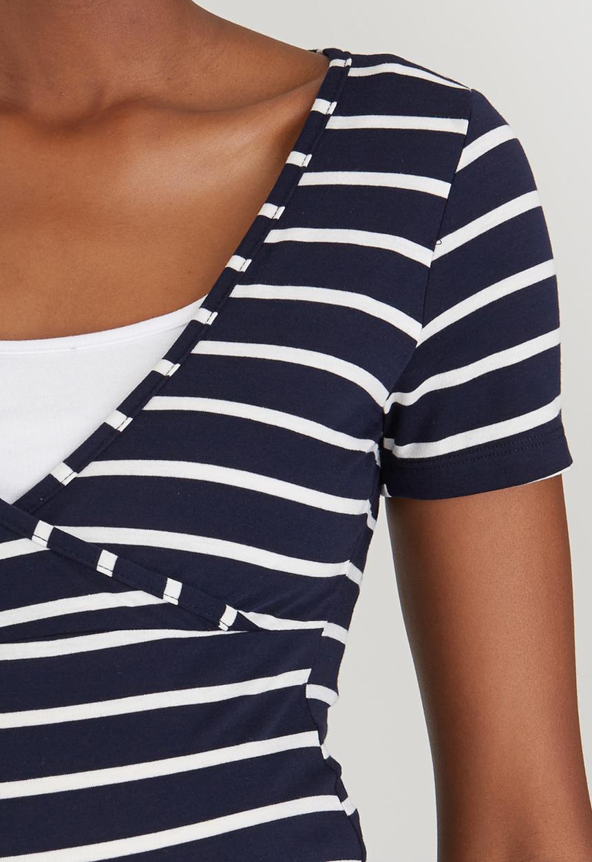 Cherry Melon - Short Sleeve Striped Feeding Top Multi-colour