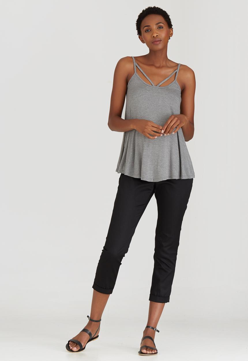 edit Maternity - Neckline Detail Cami Grey Melange